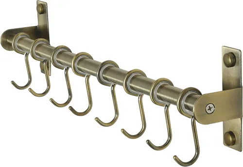 Dseap Soporte para utensilios de cocina, soporte de pared para ollas y sartenes, riel de cocina con 8 ganchos para colgar utensilios de cocina,