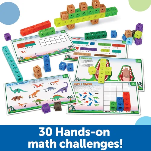 Miniatura 3 de Learning Resources MathLink Cubes - Juego de actividades matemáticas para jardín de infantes: ¡Tiempo de dinosaurio! 115 piezas, a partir de 5 años