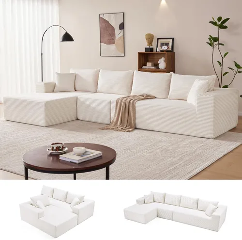 Miniatura 15 de Mangodan Sofá seccional Cloud, sofá deshuesado para sala de estar, sofá modular con asiento profundo, cómodo sofá esponjoso en forma de L con diván