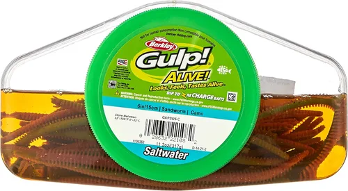 Berkley Berkley Gulp! Alive! Sandworm - Cebo suave para pesca en agua salada Camuflaje