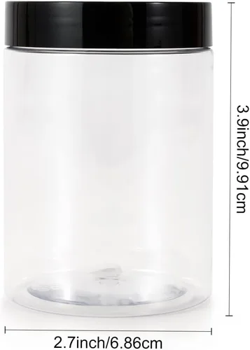 Miniatura 2 de 10 tarros de plástico con tapas, tarros de boca ancha de 10 onzas con tapas herméticas, recipientes vacíos transparentes con tapas, tarros