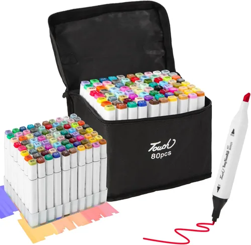 Hyrrt Marcadores de alcohol de doble punta de 80 colores, marcadores artísticos con soporte para bolígrafo, juego de marcadores de boceto