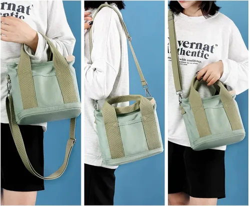 Miniatura 5 de SUNNY SHOP Bolsos cruzados para mujer, bolsa de lona con cremallera, organizador de bolsillos, bolsa de almuerzo para mujer, bolso pequeño de hombro