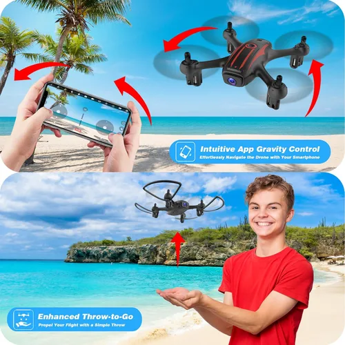 Miniatura 6 de Drones para niños de 8 a 12 años, dron con cámara 1080P para niños y adultos, FPV Drone con 2 baterías, mini dron con foto de gestos, cuadricóptero