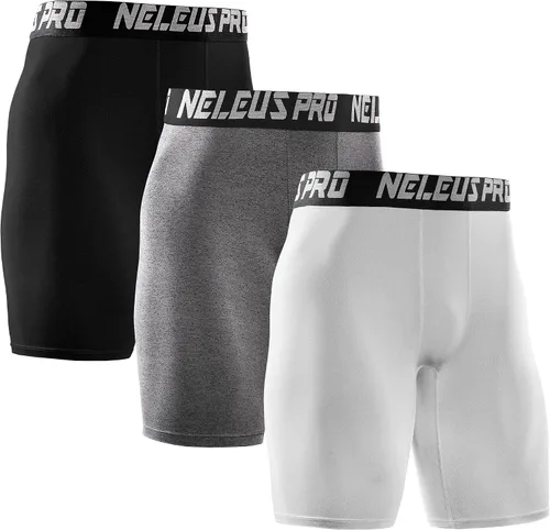Miniatura 8 de NELEUS Paquete de 3 pantalones cortos de compresión para hombre