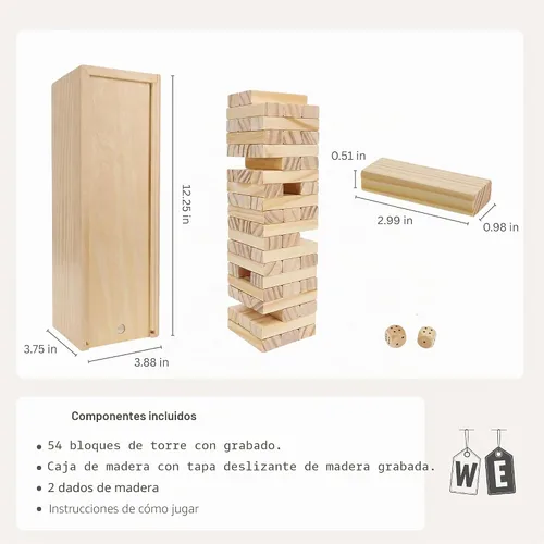 Miniatura 10 de WE Games Alternativa de libro de invitados de boda personalizado, caja de recuerdos de madera, 54 bloques, grabado personalizado