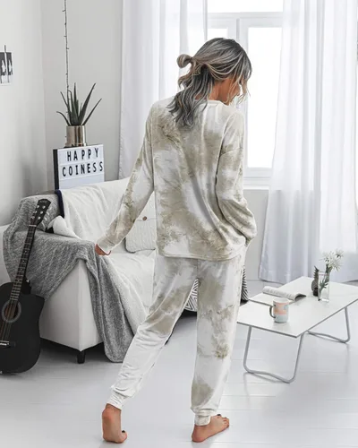 Miniatura 114 de Prettygarden - Conjunto de pijama de dos piezas para mujer, diseño de teñido anudado, sudadera informal de manga larga con pantalones largos, ropa