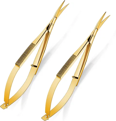 Miniatura 12 de Shynai Tijeras de bordado de 4.7 pulgadas Tijeras de cejas curvadas Punta Acción de resorte de acero inoxidable Corte de cejas Artesanía de corte