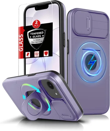 Miniatura 97 de Funda magnética para iPhone 11 Pro compatible con carga inalámbrica MagSafe, con 2 protectores de pantalla, anillo kickstand de 360° integrado +