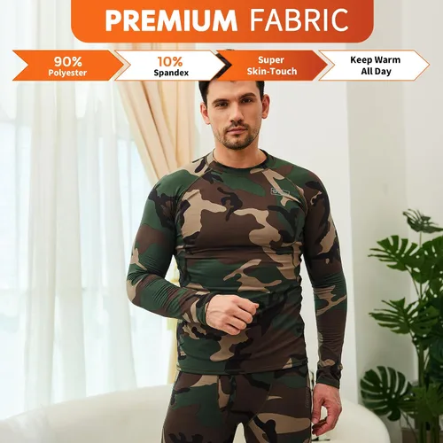 Miniatura 7 de CL convallaria Conjunto de ropa interior térmica para hombre con bragueta larga, capa base, equipo de caza de invierno, parte superior e inferior