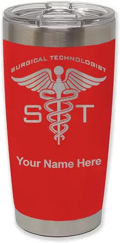 Miniatura 28 de LaserGram Vaso aislado al vacío de 20 onzas, ST Surgical Technologist, grabado personalizado incluido (gris)