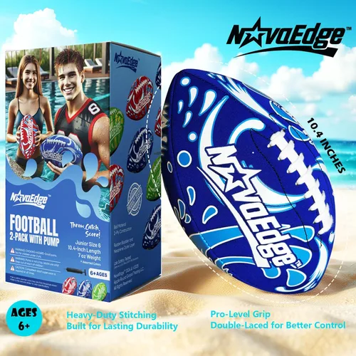 Miniatura 2 de Hydro Water Football - 10.4-Inch Neoprene Pool Football for All Ages for Water Play in Pool, Lake & Beach Secure-Grip with Real Laces Includes