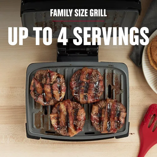 Miniatura 7 de George Foreman® Parrilla Totalmente Sumergible™, NUEVA Apta para Lavavajillas, Lava Toda la Parrilla, Antiadherente Fácil de Limpiar, Negro/Gris