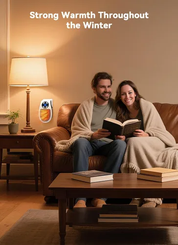 Miniatura 8 de Calentador de enchufe de 450 W para uso en interiores, calentador eléctrico de pared con control remoto, temporizador de 12 horas y pantalla LED