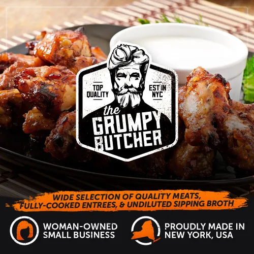 Miniatura 8 de Grumpy Butcher Heritage - Alitas de pollo cocinadas y aptas para microondas, paquete de 2 (20 onzas cada una), con ajo y parmesano de primera
