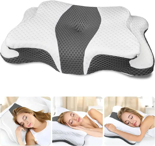 Miniatura 18 de CHxxy Almohada de espuma viscoelástica, almohada cervical para aliviar el dolor de cuello y hombros, almohada ergonómica de contorno para cama