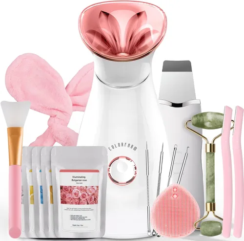 Colorfarm Vaporizador Facial Nano Iónico: Kit de Spa Casero Facial de 3 en 1, Vaporizador Facial Grande, Limpieza Profunda, Desatasca los Poros y