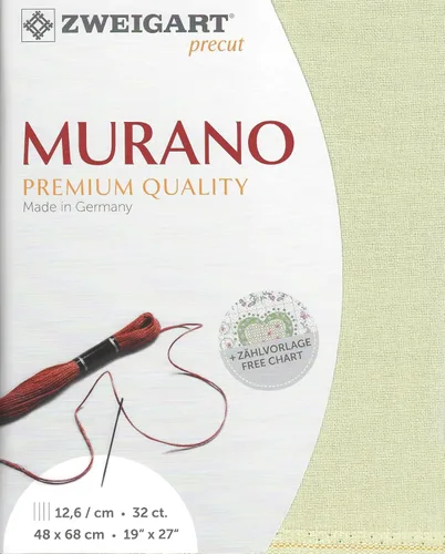 Miniatura 3 de Zweigart Murano precortado 32 unidades blanco antiguo 3984/101. lienzo de costura, tela de punto de cruz, lienzo bordado 52% algodón y 48% viscosa