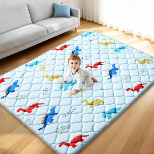 Miniatura 8 de omzer Alfombra de juego para bebé para piso: tapete de corralito de 59 x 59 pulgadas, tapete de espuma acolchado suave y grueso para bebés y niños