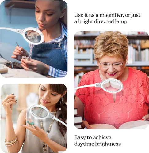 Miniatura 6 de Brightech LightView Pro Flex 2 en 1 Lámpara de escritorio con aumento, Lupa ligera 2.25x, Lupa ajustable con luz para manualidades, lectura, trabajo