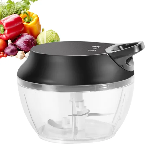 Miniatura 9 de Picador manual de verduras, cuerda de jalar a mano, picadora de ajo, cebolla, procesador de alimentos manual para jengibre, chile, frutas, carne
