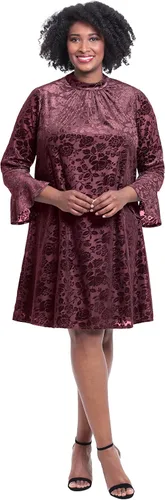 Miniatura 5 de London Times Vestido trapecio de manga larga con cuello alto para mujer