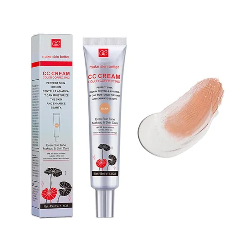 Crema CC correctora de color con SPF 25, base ligera de cobertura, poros invisibles, rica en centella asiática, suero hidratante, refina la textura