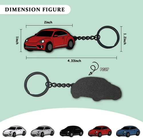 Miniatura 2 de Llavero para Volkswagen New Beetle,Para Volkswagen New Beetle Accesorios 2005-2022,Llavero de metal Rojo