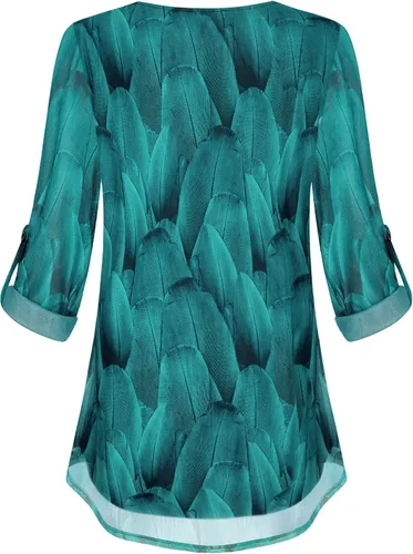 Miniatura 4 de SeSe Code Blusas de malla de manga 34 enrollada para mujer, plisadas, elásticas, blusas fluidas