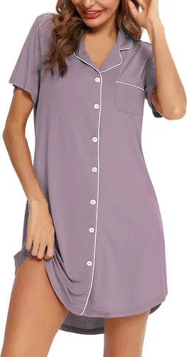 Senert Nightgowns for Women ShortLong Sleeve Sleep Shirt Button Down Night Gowns Maternity Pajamas Nursing Dress Sleepwear