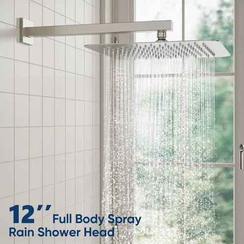 Miniatura 3 de ESNBIA - Sistema de regadera, estilo lluvia de 12 pulgadas para baño con juego combinado de mano, sistema dual de alta presión montado en la pared