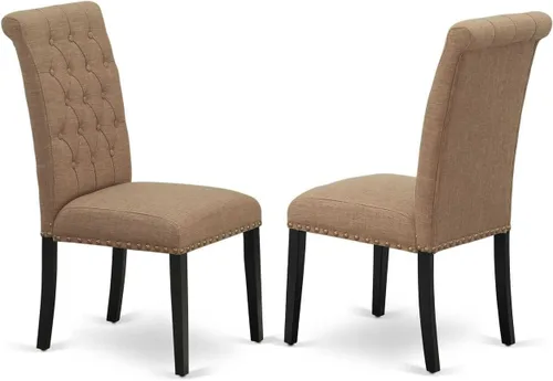 Miniatura 4 de East West Furniture SHBR3-BLK-17 - Juego de mesa de comedor de 3 piezas contiene una mesa de comedor redonda con pedestal y 2 sillas tapizadas