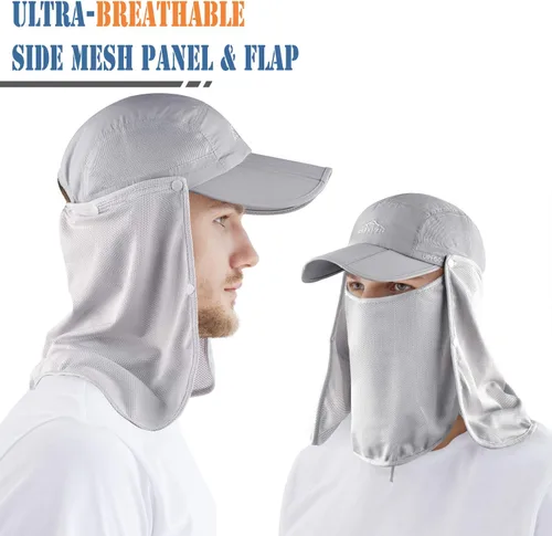 Miniatura 4 de Sombrero solar al aire libre para hombre y mujer, UPF 50+, sombrero de pesca UV con solapa para el cuello y cubierta facial para protección solar