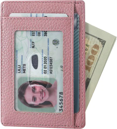 Miniatura 40 de Travelambo billetera mediana y minimalista de cuero para bolsillo frontal, con bloqueo de interferencia de radiofrecuencia