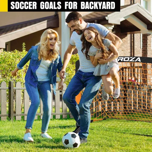 Miniatura 7 de Portería de fútbol, juego de porterías de fútbol para niños para patio trasero, paquete de 2 redes de fútbol portátiles desplegables con pelota
