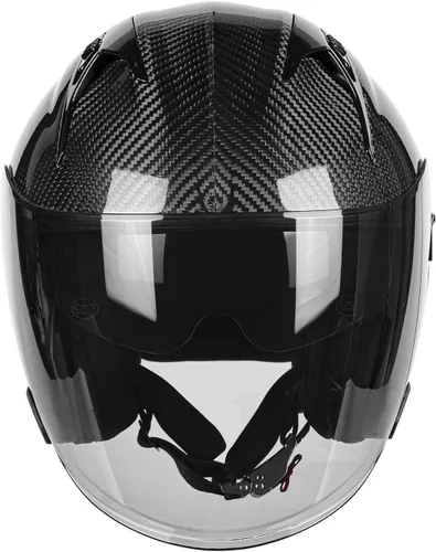 Miniatura 3 de Kaese Casco de motocicleta de fibra de carbono 3/4 con protector de doble lente, aprobado por DOT, protección facial ligera para hombres y mujeres