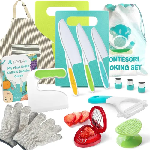 Miniatura 8 de Tovla Jr. - Juego de cuchillos seguros para niños para cocina real, 3 piezas, cuchillos de cocina para niños pequeños, herramientas de cocina Varios