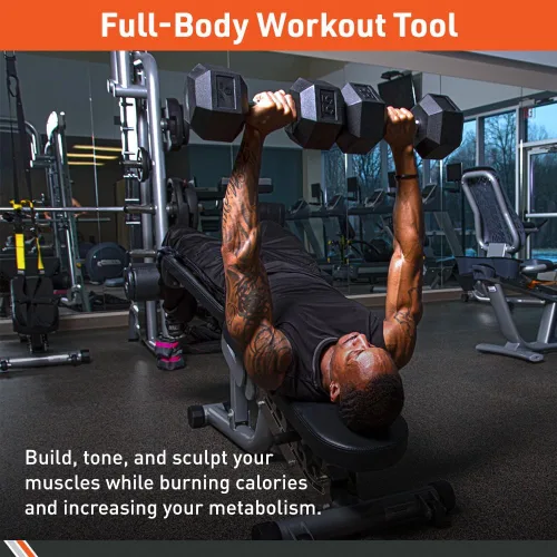 Miniatura 4 de Body Sport Mancuernas hexagonales con revestimiento de goma, par de mancuernas para ejercicios, equipo de entrenamiento de fuerza, accesorios