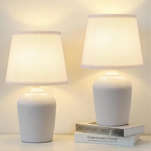 Miniatura 10 de Sucolite Juego de 2 lámparas de mesa pequeñas de 11.8 pulgadas, lámparas de mesita de noche para dormitorio, habitación de los niños, bonitas