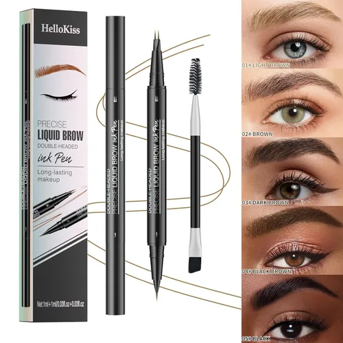 Miniatura 7 de 9708 - Bolígrafo de doble punta para cejas, 2 en 1, con cepillo para cejas. Impermeable y a prueba de sudor, cejas líquidas precisas, 5 tonos, larga