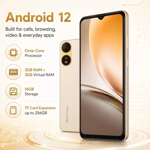 Miniatura 5 de Teléfonos Android desbloqueados para T-Mobile, teléfono Android 12 (2025), 3+16GB/256GB TF Octa Core, teléfonos desbloqueados con doble SIM
