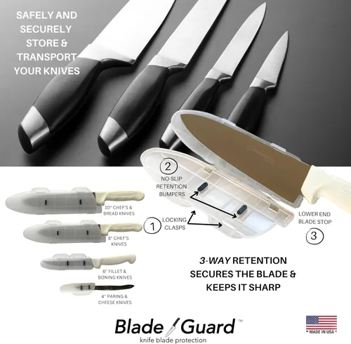 Miniatura 6 de Protector de hoja de cuchillo fabricado en Estados Unidos, almacenamiento y transporte seguros para cuchillos de cocina, protege los bordes en Gris