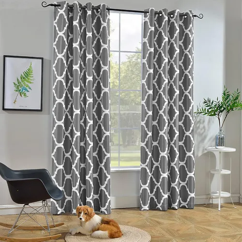 Miniatura 54 de Melodieux - Cortina opaca con aislamiento térmico y ojales, de estilo marroquí, 100 x 84 pulgadas, color gris (1 panel)