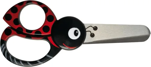 Fiskars 1004612 Tijeras de animales para niños con motivo de mariquita, a partir de 4 años, longitud: 5.1 in, para diestros e izquierdos, hoja de