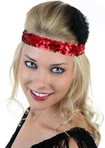 Miniatura 2 de Kenz Laurenz Diademas elásticas de lentejuelas para niñas, niños y mujeres, flapper rugiendo años 20, Great Gatsby de los años 20, banda