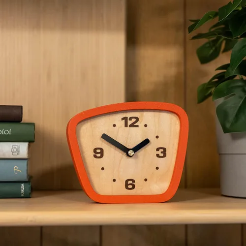 Miniatura 2 de Reloj moderno de mediados de siglo hecho a mano, movimiento silencioso para escritorio, mesa y repisa, decoración analógica MCM sin tictac