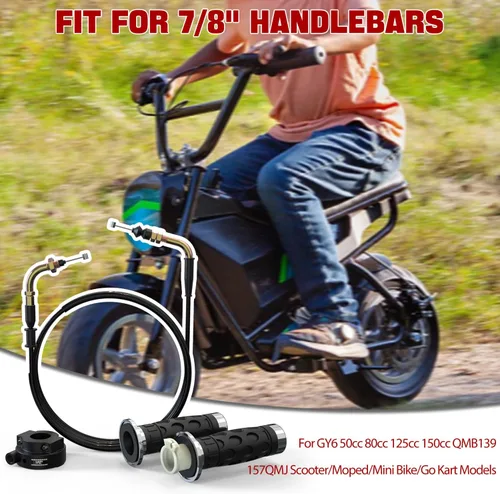 Miniatura 6 de 1PZ GS1-S78 7/8" Juego Universal de Acelerador de Agarre Giratorio con Cable de Acelerador para 50 cc 80 cc 125 cc 150 cc GY6 4 Tiempos Scooter