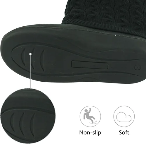 Miniatura 3 de Pantuflas de casa para mujer, cálidas, suaves, de forro polar, botas de interior, suela de goma antideslizante