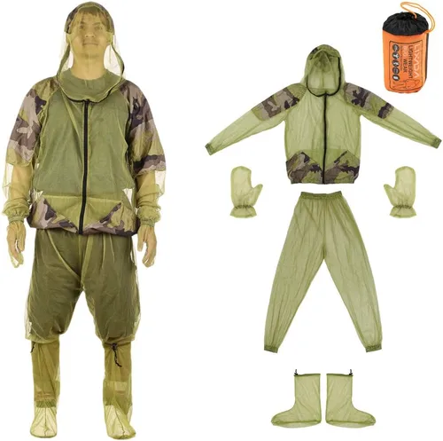 Lixada Mesh Hooded Suits Ultra-fine Mesh Protective Jacket Summer Wear Fine Net Cover Jacket Suit for Outdoor Fishing Hiking Camping Gardening