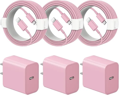 Miniatura 11 de Cargador de carga rápida para iPhone 14, 13, 12, 11, paquete de 3 cargadores de iPad de 20 W, cargador C de 6 pies, cable de carga rápida Whit Blanco